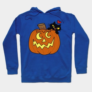 Halloween pumpkin and black kitty Hoodie